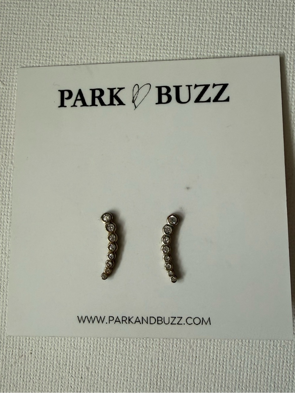 PARK & BUZZ Crystal Curved Stud Earrings - Silver